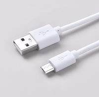 Kabel data pengisian daya Cepat 1 meter, kabel pengisian bahan TPE, kabel USB mikro hitam putih untuk ponsel pintar