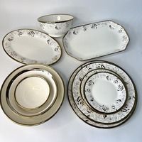 Vaisselle de luxe personnalisée à succès, plaquée or, durable pour la salle à manger à domicile, plats de fête, récipient alimentaire