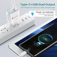 Chargeur USB C QC3.0 Prise PD 20W Double Port Charge Rapide Adaptateur Mural Chargeur de Téléphone Mobile Compatible avec les Écouteurs