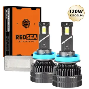 REDSEA הספק גבוה 120W 50000LM V16 6500K H1 H3 H7 H11 9005 9006 9012 H4 H13 9004 9007 נורות LED לרכב