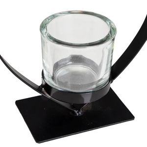 Portacandele a forma di cuore con bicchieri in vetro per tealight, decorazione in metallo nero per centrotavola, regalo di San Valentino - Product Image 3
