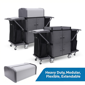 Chariot <span class=keywords><strong>de</strong></span> <span class=keywords><strong>service</strong></span> en plastique PP pour linge <span class=keywords><strong>de</strong></span> chambre d'hôtel, chariot <span class=keywords><strong>de</strong></span> ménage hôtelier robuste personnalisable pour le <span class=keywords><strong>nettoyage</strong></span> <span class=keywords><strong>commercial</strong></span> - Product Image 1