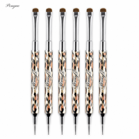 Pinceau double embout pour nail art, stylo à points UV, outils de dessin pour ongles, pinceau français de différentes tailles # 6 pour salon de manucure