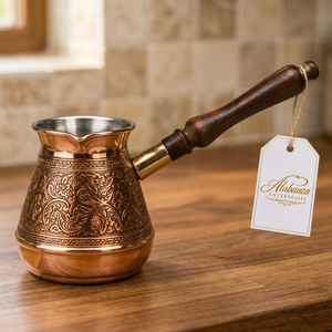 Alabanza Enterprises – Cafetière Cezve en Cuivre avec Poignée en Bois, Design Ornemental, Résistante à la Chaleur, Idéale pour la Cuisine, Cadeau - Product Image 2