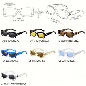 Lunettes de soleil rectangulaires de luxe 2023 pour hommes et femmes, protection UV400, avec motif lettre X - Product Image 4