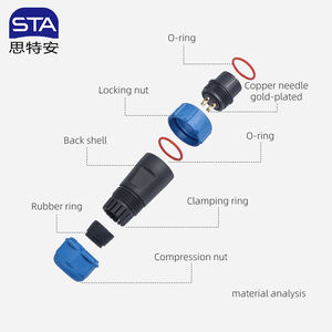 Conector roscado <span class=keywords><strong>de</strong></span> plástico resistente al agua IP68 industrial Sp13 al por mayor, enchufe macho <span class=keywords><strong>de</strong></span> 2 pines/enchufe <span class=keywords><strong>de</strong></span> montaje macho <span class=keywords><strong>de</strong></span> tuerca frontal hembra - Product Image 5