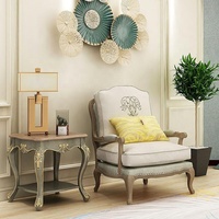 Fauteuil convertible en tissu bois massif, Style Village français, vintage, rétro, accoudoir, chaise de salon