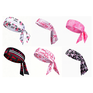 Fascia per capelli rosa all'ingrosso per la consapevolezza sulle malattie del seno, con nastro elastico galleggiante a tema, per eventi sportivi e beneficenza da donna - Product Image 1