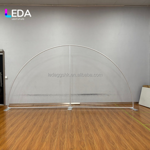 LEDA Modern Semicircle Fan Shaped Backdrop Fabric Cover Customizable Size Color (Silver/Custom) Metal <b>Frame</b> for <b>Wedding</b> Events - Product Image 5
