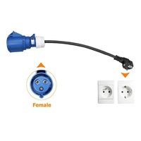 Adaptateur de prise EU 16A vers CEE 32A, câble de charge pour véhicule électrique, cordon d'alimentation IEC 60309 CE 3 broches 5 broches pour borne de recharge portable 0,2m 0,5m