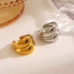 Anillos de Joyería de Moda, Chapados en Oro de 18K, Acero Inoxidable, Diseño Geométrico Ecológico para Mujer - Product Image 3