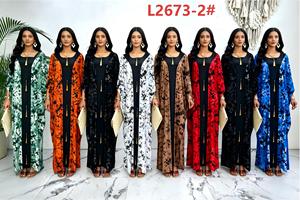 Nouvelle <span class=keywords><strong>robe</strong></span> africaine imprimée tie-dye tendance avec détails de kaftan à franges, <span class=keywords><strong>maxi</strong></span> abaya assortie à un foulard, <span class=keywords><strong>robe</strong></span> pour femmes - Product Image 1