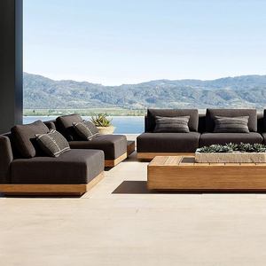 Ensemble de canapés <span class=keywords><strong>en</strong></span> <span class=keywords><strong>teck</strong></span> moderne haut de gamme pour l'extérieur, résistant à l'eau et au soleil, modulaire, écologique, pour salon, villa, hôtel, patio, terrasse - Product Image 2