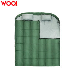 Sac de couchage double Woqi vert 4 saisons imperméable en coton style enveloppe pour adultes camping randonnée - Product Image 1