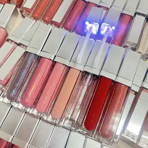 Individueller nackter Lippenstift mit Licht im Spiegel vegan Eigenmarke glänzender Lippenstift Led individuelles Logo