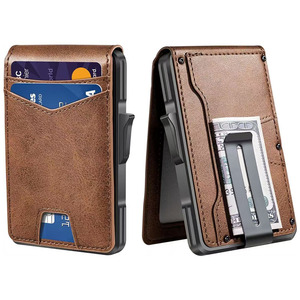 Estuche para Tarjetas <span class=keywords><strong>de</strong></span> Aluminio con Protección RFID y Compartimento para Efectivo, Cartera Delgada con Apertura Automática, Tarjetero Minimalista, Portamonedas - Product Image 4