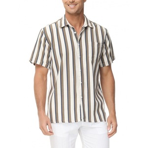 Nuova <span class=keywords><strong>camicia</strong></span> Casual appesa in <span class=keywords><strong>seta</strong></span> di ghiaccio a maniche corte a righe per gli uomini - Product Image 1