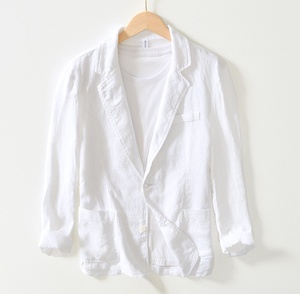 Blazer en Lin Vintage Respirant pour Hommes – Veste de <span class=keywords><strong>Costume</strong></span> Décontractée et Oversize de Créateur pour Affaires – Vente en Gros - Product Image 3