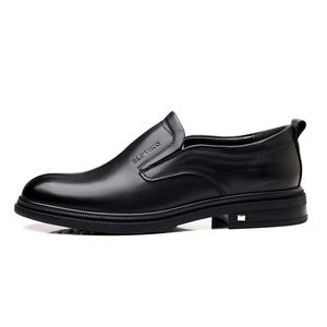 Chaussures habillées de printemps pour hommes en cuir véritable, style britannique, décontractées, respirantes, de haute qualité, type Derby, à enfiler - Product Image 1