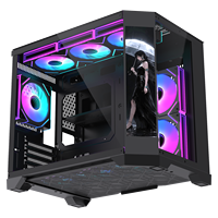 Lovingcool New Style Oversize 9.16Inch LCD Screen Mid Tower Gaming Micro ATX Mini ITX Computer PC Case Support ARGB Cooling Fans