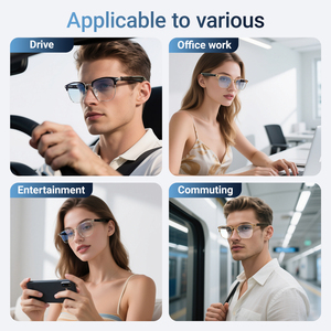 Lunettes intelligentes ultra-légères 35g avec capteur Hall, appairage automatique, charnière à ressort, anti-lumière bleue, chargement magnétique, commande vocale IA, pour le voyage, double fonction - Product Image 4