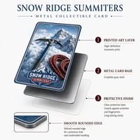 Carte de collection en métal personnalisée, série Snow Ridge Summiters, impression HD, souvenir, cadeau, vente en gros, usine OEM ODM