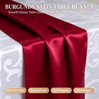 Chemin de table en satin de polyester personnalisable, écologique et durable, couleur unie minimaliste, haute densité, rouge, pour décoration de mariage