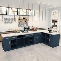 Comptoir de bar et caisse enregistreuse en bois massif pour salon de billard minimaliste et salon de thé à bulles, café