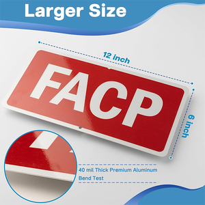 Cartello per Pannello di Controllo Allarme <span class=keywords><strong>Antincendio</strong></span> (FACP) - Grande 12"x6" in Alluminio, Rosso/Bianco, Spessore 40 Mil, Durevole e Conforme agli Standard (ISO/NFPA) - Product Image 2