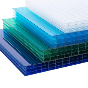 4 lớp polycarbonate nhà kính nhiều lớp PC rỗng Tấm UV bảo vệ tấm polycarbonate chống sương mù Polycarbonate