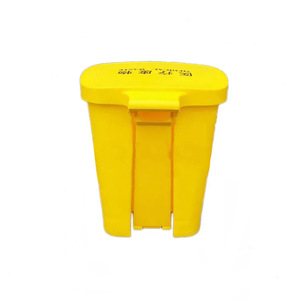Yellow Foot Operated Plastic Medical Waste <b>Bin</b> 40L With Lid For Hospital Use <b>Square</b> Blow Molding - Product Image 1