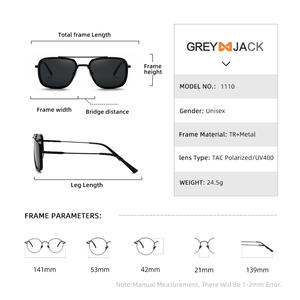 Lunettes de soleil polarisées Greyjack pour femme, monture en métal noir, verres TAC, protection UV400, type 3, pare-soleil - Product Image 4