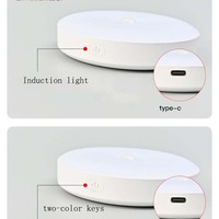 Lampu malam pengisi daya remote control magnetik cerdas lampu sensor tubuh bulat port pengisian daya tipe-c baru grosir