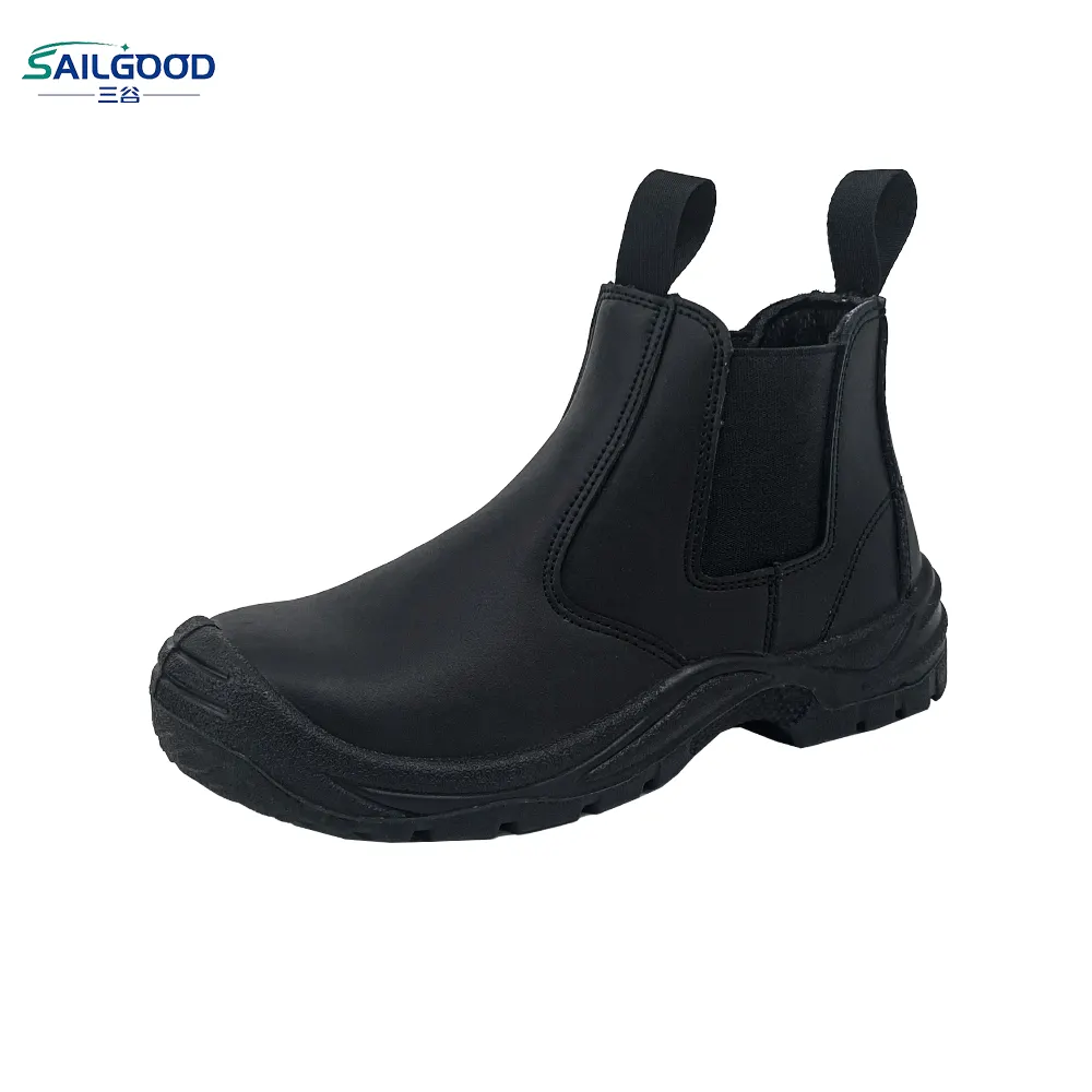 SAILGOOD รองเท้าบู๊ททํางานคุณภาพสูงสําหรับผู้ชายแฟชั่นนิ้วเท้าเหล็กกันน้ําหนังบางไม่มีเชือกผูกรองเท้าสําหรับฤดูใบไม้ร่วง