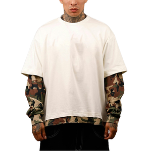 เสื้อยืดผู้ชาย เสื้อยืดคอโอ แขนสั้น ผ้าฝ้าย 100% ทรงโอเวอร์ไซส์ แฟชั่นฤดูร้อน - Product Image 1
