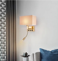 Lampe murale de chevet d'hôtel, style minimaliste américain, E27 LED, en fer, à intensité variable, avec télécommande, port de charge USB, lampe de lecture pour lit