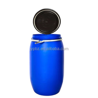 Fût en plastique recyclable bleu de qualité alimentaire HDPE de 200 litres à ouverture supérieure, 55 gallons, avec cerclage en fer pour le lait