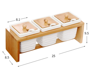 Ensemble de 3 pots à épices carrés en céramique blanche de style américain avec couvercle pour hôtels et restaurants, vente en gros directe d'usine - Product Image 6