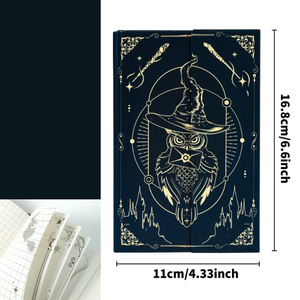 Cuaderno de carcasa dura con tema de búho de sombrero mágico HK, Bloc de notas magnético creativo, cuaderno de estudiante, diario, pequeño <span class=keywords><strong>libro</strong></span> <span class=keywords><strong>azul</strong></span> - Product Image 4