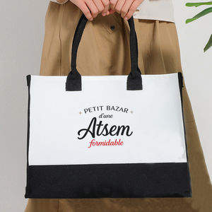 Bolso Tote Petit <span class=keywords><strong>Bazar</strong></span> d'une Atsem, Bolso de Hombro de Lona Merci Maitresse, Regalo de Agradecimiento para Preescolar Atsem - Product Image 3