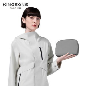 Kingsons Waterproof Cosmetic <b>Bag</b> Gray Zipper Closure Horizontal Square Everyday Use Passport Holder <b>Document</b> Case - Product Image 1