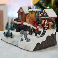 Maisons de Village de Noël MELODY LED en Résine, Décoration de Noël 2024 avec Mouvement Musical et Balançoire, 29x19x19 cm, Utilisation Intérieure, Vente en Gros