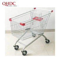 Chariot de courses argenté L1000*W585*H1010 mm 80L/100L/120L/160L avec roues en PU de 5 pouces, zingué, durable, antirouille, modèle pliable EU-180