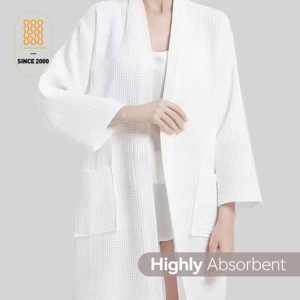 Luxury Hotel Waffle Bath Robe Customized Cotton Absorbent <strong>Bathrobe</strong> - Product Image 3