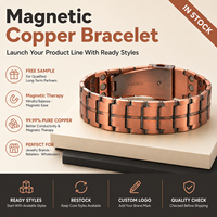 Bijoux magnétiques en cuivre pur, bijoux de thérapie magnétique, bracelet à trois rangs avec aimants ronds, vente en gros, personnalisable, cadeau