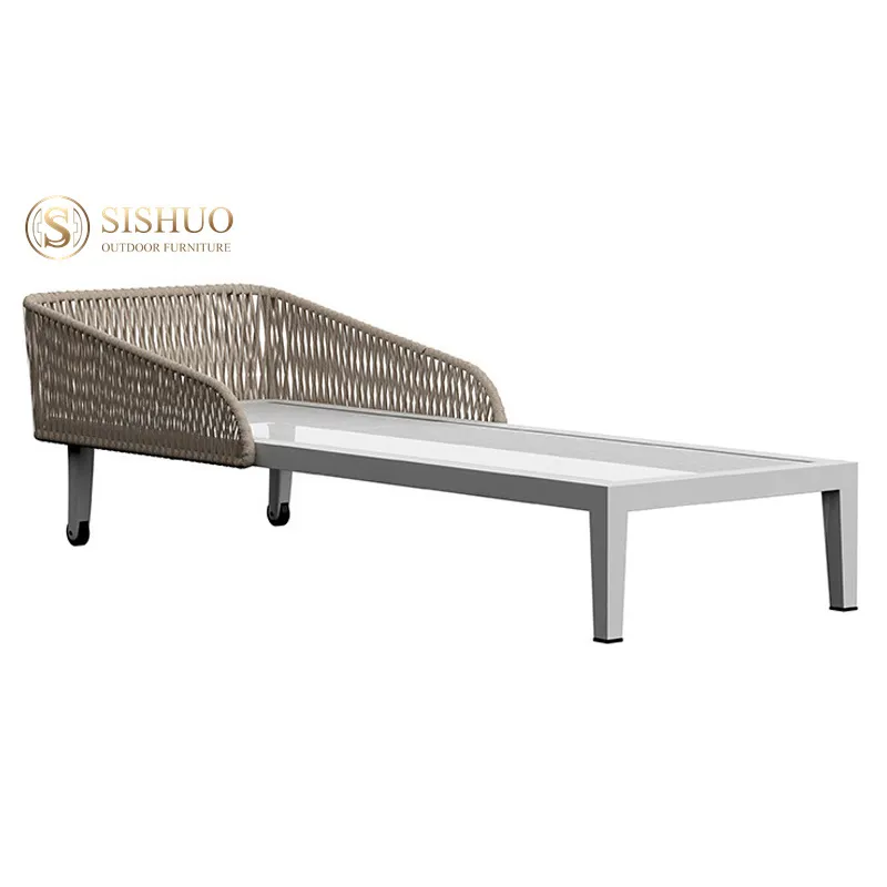 Mobilier de jardin en terrasse Chaise longue d'extérieur en osier avec corde pour piscine Hôtel