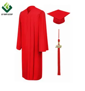 2021 vestido de graduação venda por atacado baile vestido de graduação vermelho inclui chapéu, borla e robe formatura robes