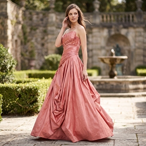 Vestido <span class=keywords><strong>de</strong></span> Noche <span class=keywords><strong>de</strong></span> Satén Estilo Vintage Rosa Empolvado, Sin Tirantes, con Volantes en Capas, Falda Larga Drapeada, para <span class=keywords><strong>Fiesta</strong></span> <span class=keywords><strong>de</strong></span> Graduación 2026 - Product Image 2
