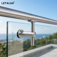 Support de main courante en verre courbé avec disques de serrage ronds et plaque à quatre trous pour la fixation de balustrade d'escalier