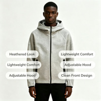 Veste à capuche unisexe zippée en mélange Spandex/Coton, séchage rapide, écologique, décontractée, confortable, coupe ample, pour le quotidien